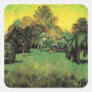 Der Dichtergarten von Vincent van Gogh Quadratischer Aufkleber