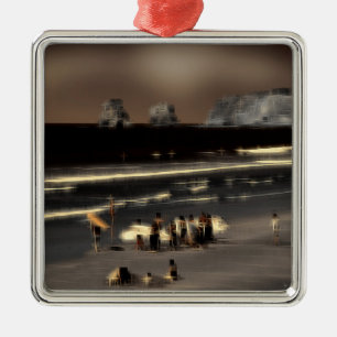 Der digitale Effekt des Strandes "Impressum" Ornament Aus Metall