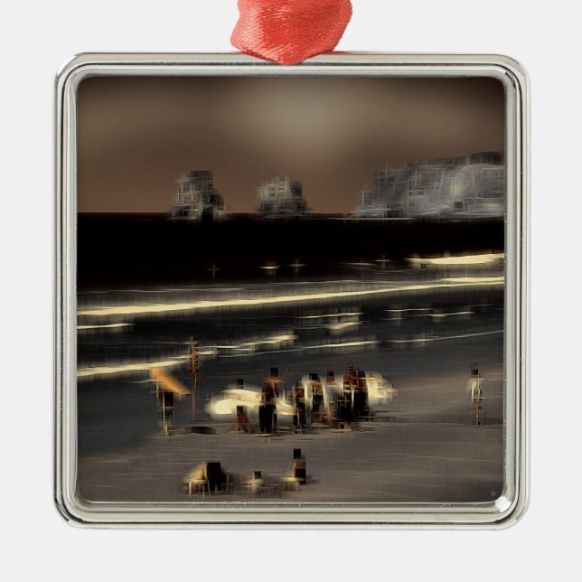 Der digitale Effekt des Strandes "Impressum" Ornament Aus Metall (Vorne)