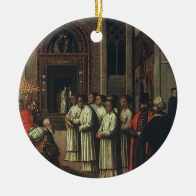 Der Doge Ziani trifft Papst Alexander III Keramik Ornament (Vorne)