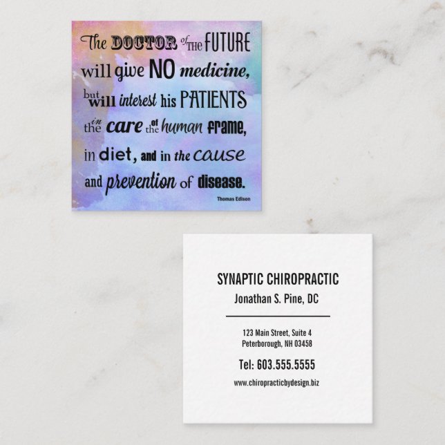 Der Doktor der zukünftigen Aquarell-Chiropraktik Quadratische Visitenkarte (Vorne/Hinten)