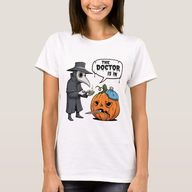 "Der Doktor ist da" Pestdoktor T-Shirt (Vorderseite)