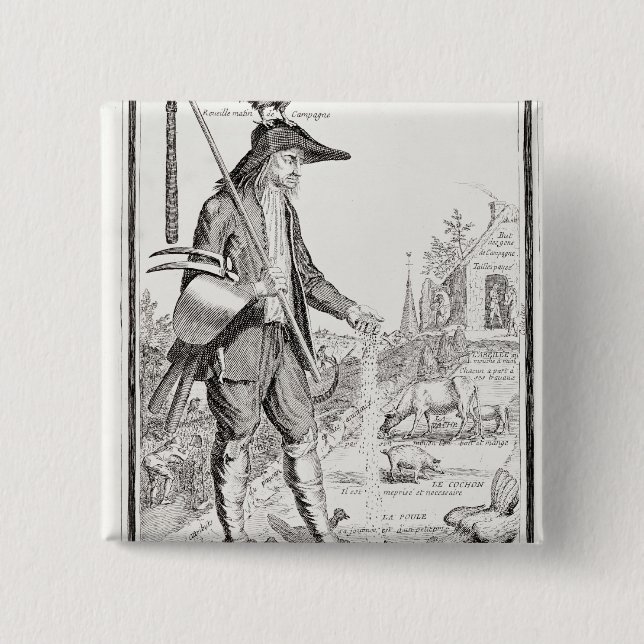 Der Dorf-Bauer, geboren zu leiden, c.1780 Button (Vorderseite)
