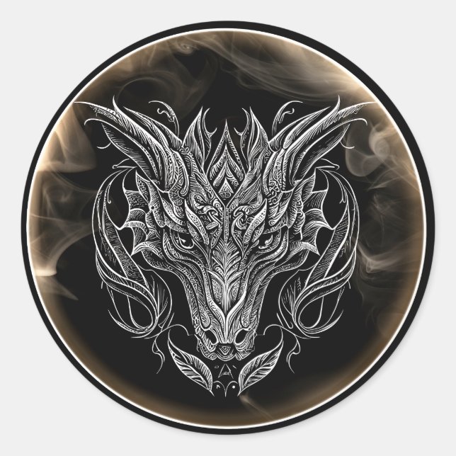Der Drache Runder Aufkleber (Vorderseite)