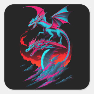 Der Drache Surf Rider Quadratischer Aufkleber