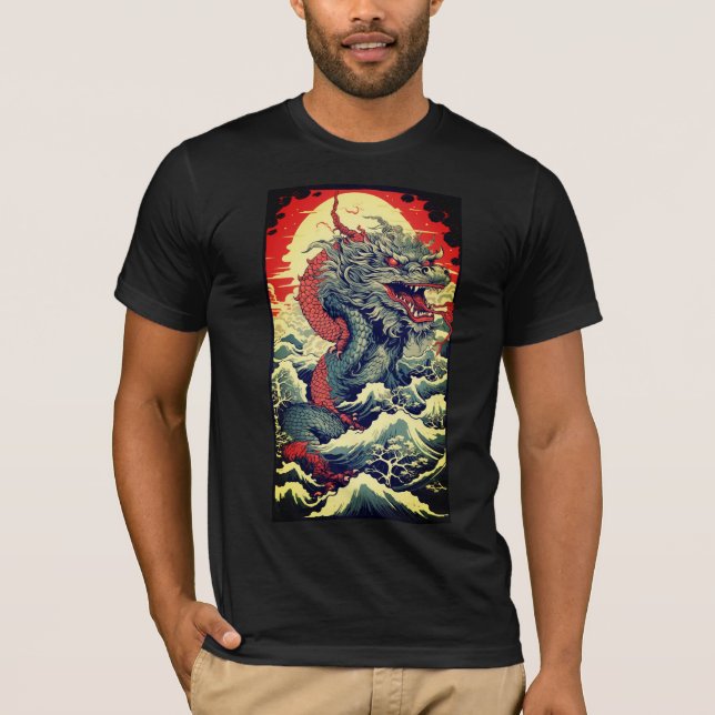 DER DRAGON ENTHÄLT DEN ASIATISCHEN STIL YOGA MOTIV T-Shirt (Vorderseite)