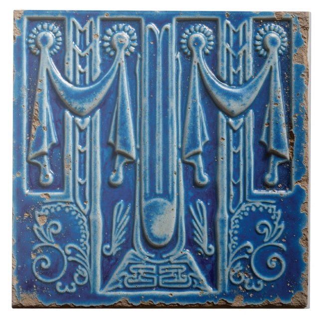 Der drapierte azurblaue Pavillon Fliese (Vorderseite)