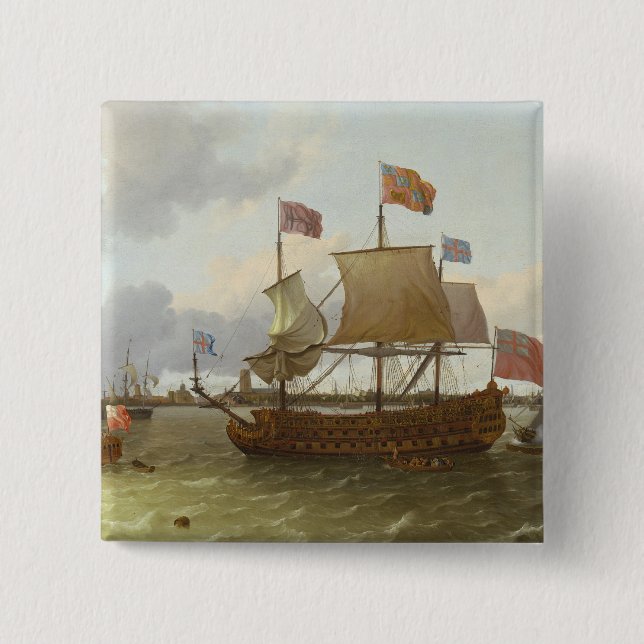 Der Drei-Meister "Britannia" in Rotterdam, 1698 Button (Vorderseite)