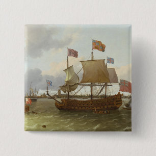 Der Drei-Meister "Britannia" in Rotterdam, 1698 Button