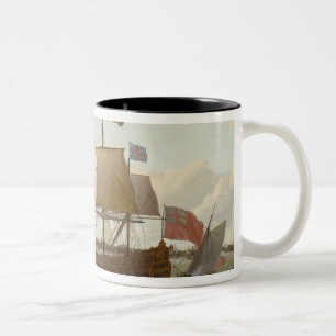 Der Drei-Meister "Britannia" in Rotterdam, 1698 Zweifarbige Tasse