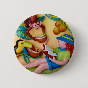 Der Dschungel-Safari-Geburtstag des Mädchens Button