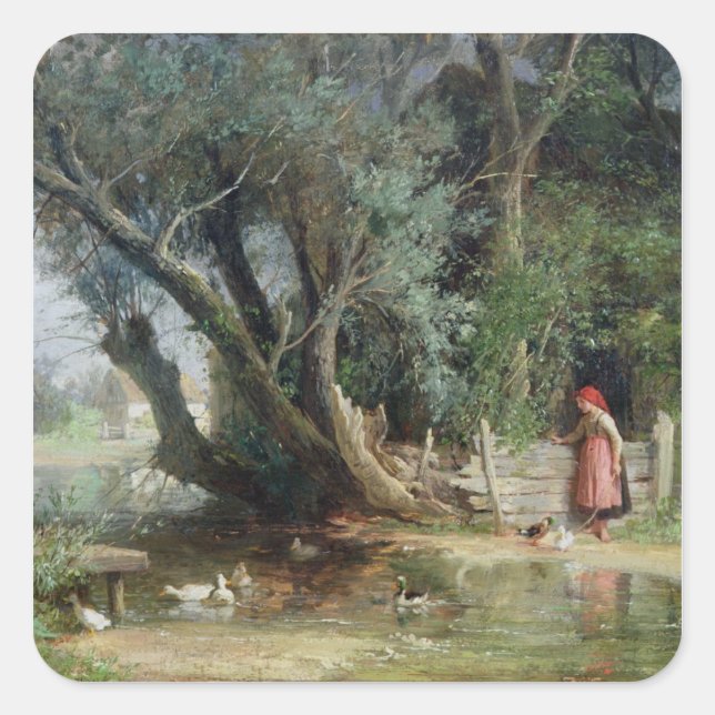 Der Duckteich Quadratischer Aufkleber (Vorderseite)