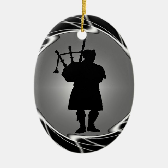 DER DUDELSACKSPIELER-GEIST KERAMIK ORNAMENT (Vorne)