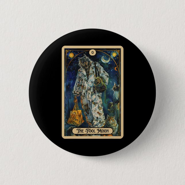 Der dumme Moon Werewolf (der Dumme) Halloween-Taro Button (Vorderseite)