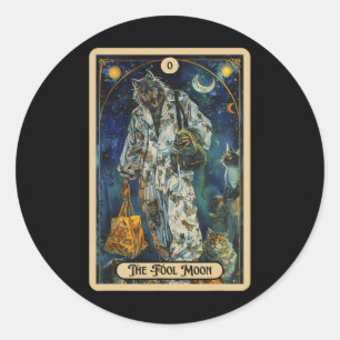 Der dumme Moon Werewolf (der Dumme) Halloween-Taro Runder Aufkleber