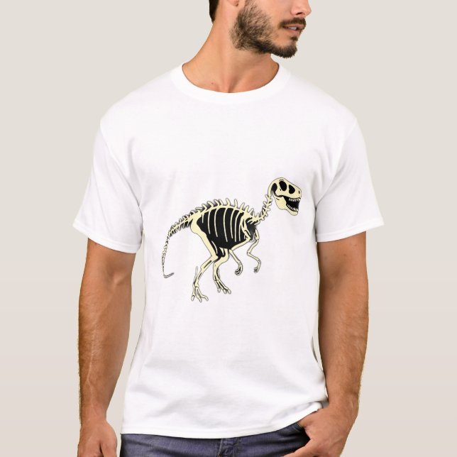 Der dunkle Cartoon Dinosaur Skeleton T-Shirt (Vorderseite)