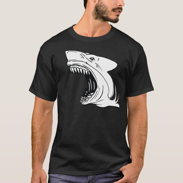 Der dunkle T - Shirt der Haifisch-Männer (Vorderseite)