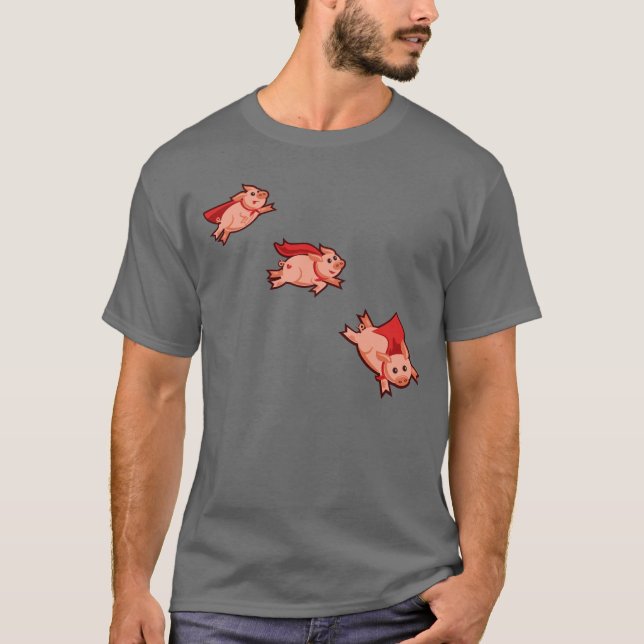 Der dunkle T - Shirt der Männer - wenn Schweine (Vorderseite)