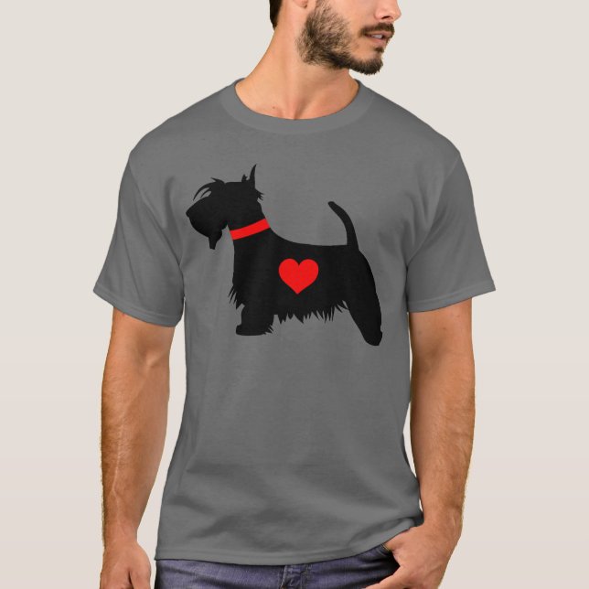 Der dunkle T - Shirt der Scottiehundeherz-Männer (Vorderseite)
