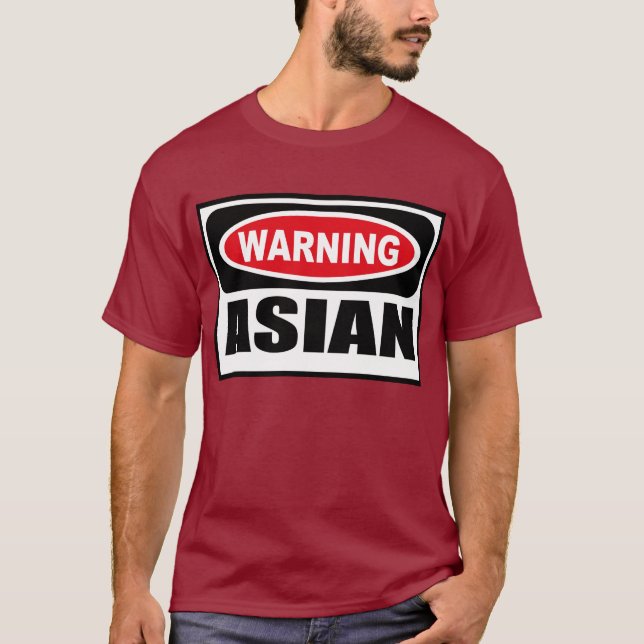 Der dunkle T - Shirt der warnenden ASIATISCHEN (Vorderseite)