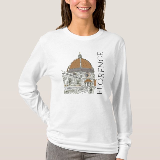 Der Duomo Kathedrale Florenz Italien Pen und Tinte T-Shirt (Vorderseite)