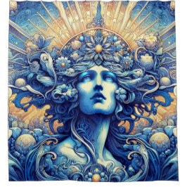 Der Duschvorhang aus blauem Album