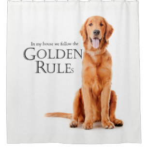 Der Duschvorhang mit den goldenen Regeln