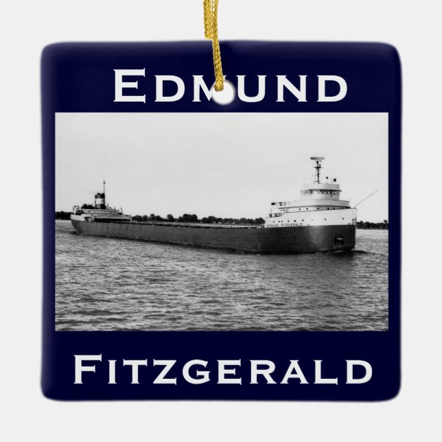 Der Edmund Fitzgerald am St. Clair River Keramikornament (Vorderseite)