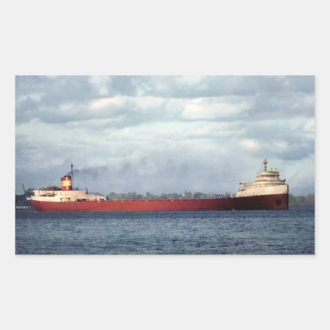 Der Edmund Fitzgerald am St. Clair River Rechteckiger Aufkleber (Vorderseite)