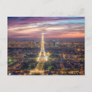 Der Eiffelturm in der Nacht, Paris Frankreich Postkarte