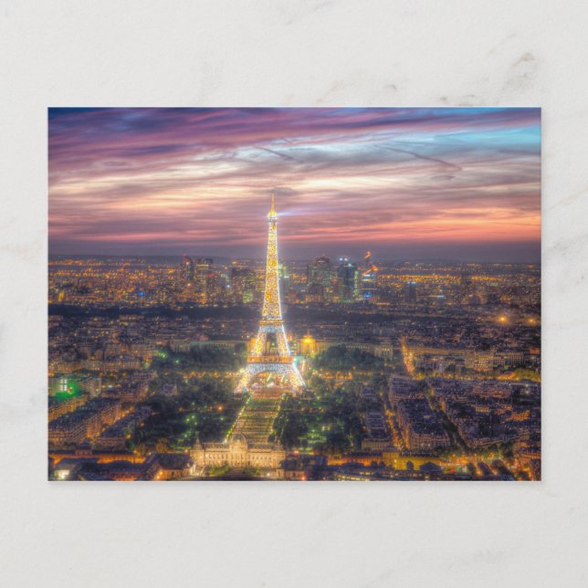 Der Eiffelturm in der Nacht, Paris Frankreich Postkarte (Vorderseite)