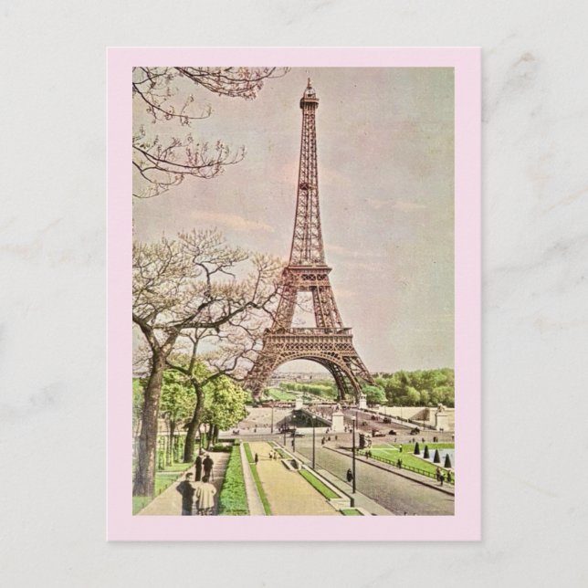 Der Eiffelturm in Rosa Postkarte (Vorderseite)