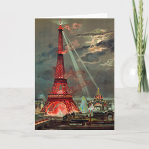 Der Eiffelturm mit roter Grußkarte Karte