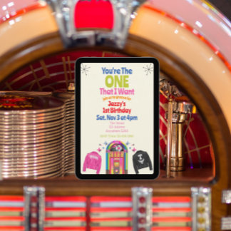 Der Eine, den ich will, Jukebox 1950er 1. Geburtst Einladung
