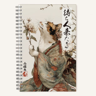 "Der Eine wird kommen" Japanische Katzenkunst-Spir Notizbuch