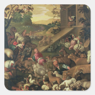 Der Eingang der Tiere in die Arche Quadratischer Aufkleber