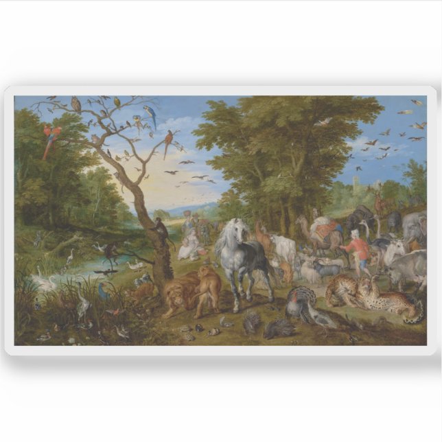 Der Eingang der Tiere in Noahs Arche Aufkleber (Vorderseite)