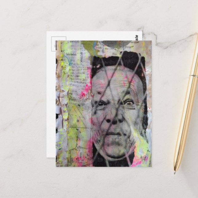 der eingesperrte Mann Junk Journal Mixed Media Col Postkarte (Vorderseite/Rückseite Beispiel)