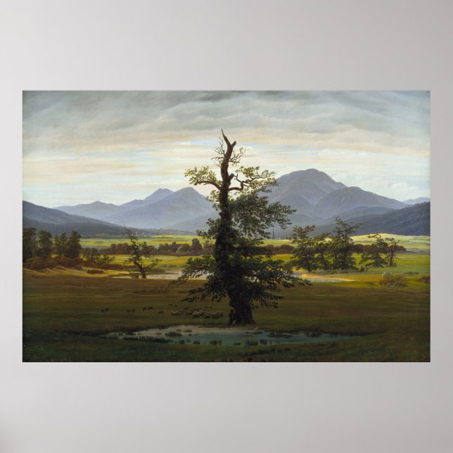 Der Einsame Baum - Caspar David Friedrich 1822 Poster (Vorne)