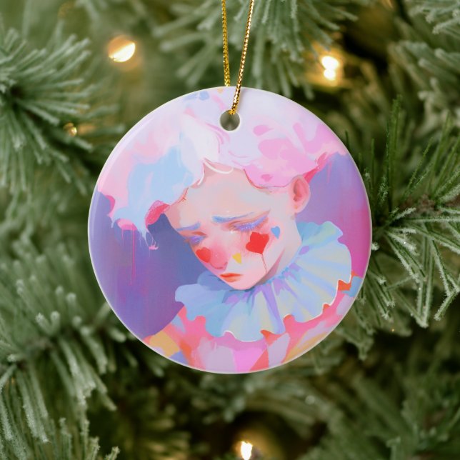 Der einsame rosa Clown Keramik Ornament (Baum)
