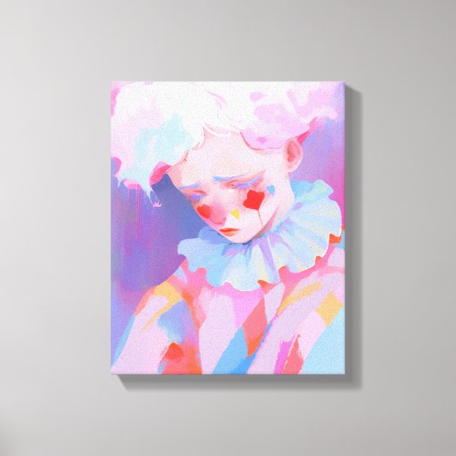 Der einsame rosa Clown Leinwanddruck (Vorderseite)