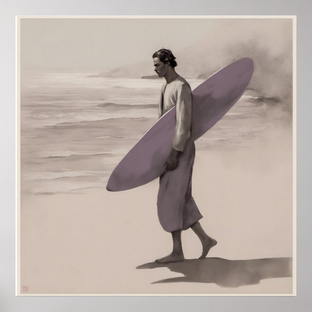 Der einsame Surfer - Kunstdruck Poster (Vorne)