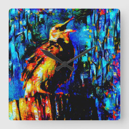 Der einsame Vogel 2 Quadratische Wanduhr
