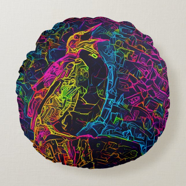 Der einsame Vogel 3 Rundes Kissen (Vorderseite)