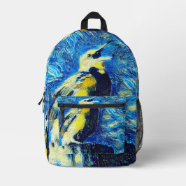 Der einsame Vogel-VanGogh-Stil Bedruckter Rucksack