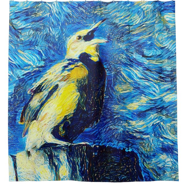 Der einsame Vogel-VanGogh-Stil Duschvorhang (Vorderseite)