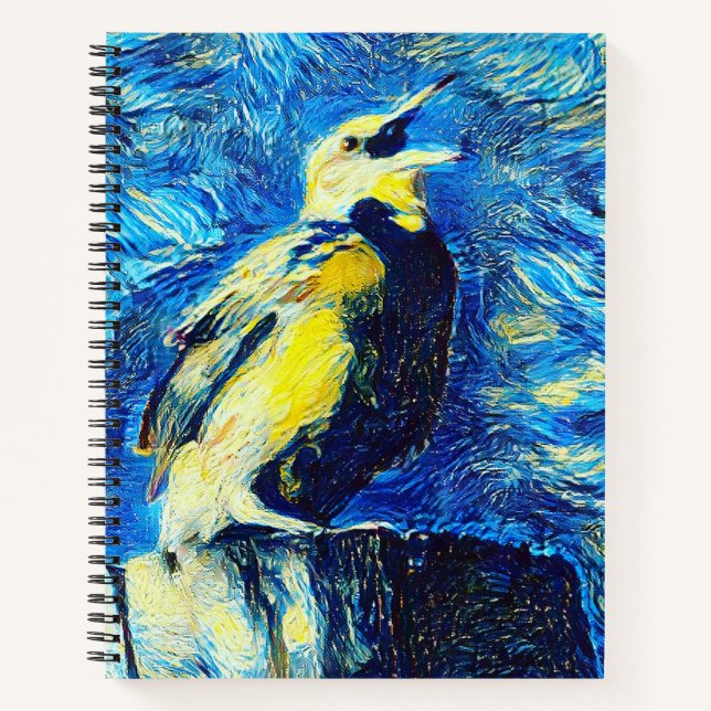 Der einsame Vogel-VanGogh-Stil Notizbuch (Vorderseite)