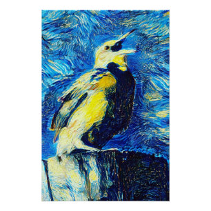 Der einsame Vogel-VanGogh-Stil Poster