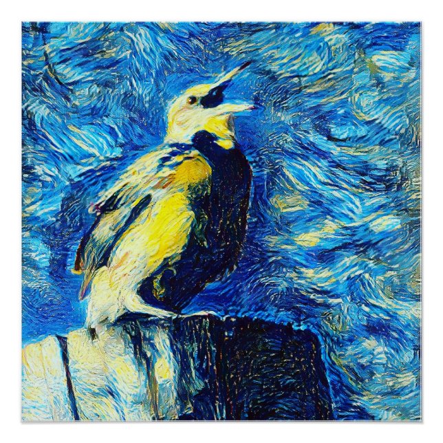 Der einsame Vogel-VanGogh-Stil Poster (Vorderseite)