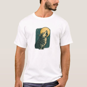 Der einsame Wolf heult auf dem Mond T-Shirt